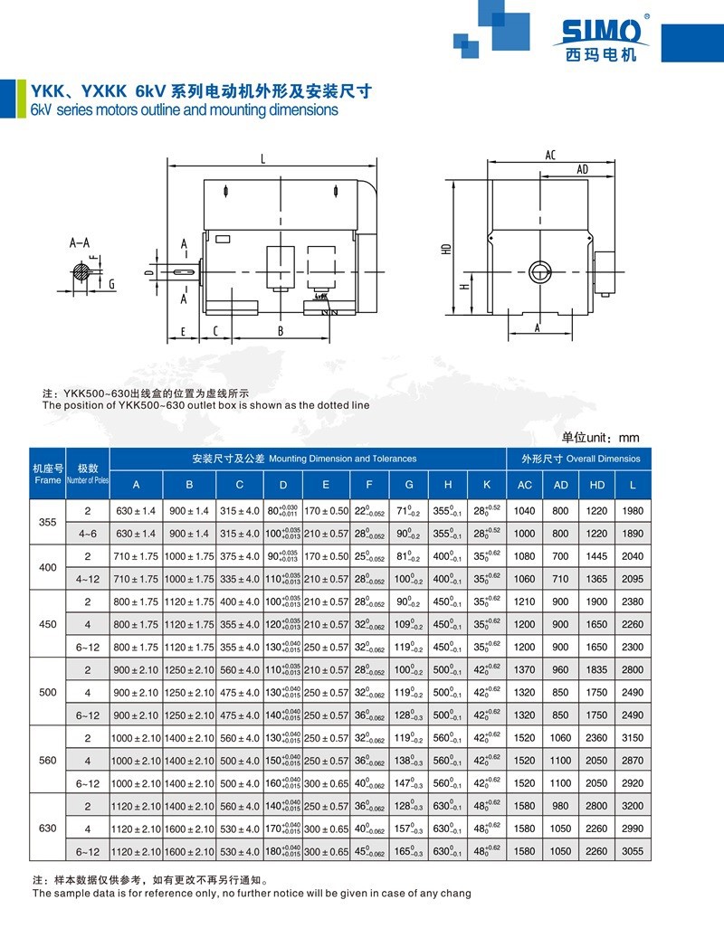 YKK YXKK 6KV dimensions SIMO YKK YXKK 6KV dimensions SIMO